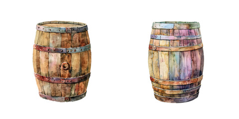 barrel watercolor vector illustration