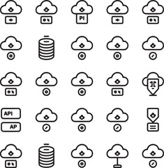 Obraz premium Cloud Computing Line Icons Set Vector