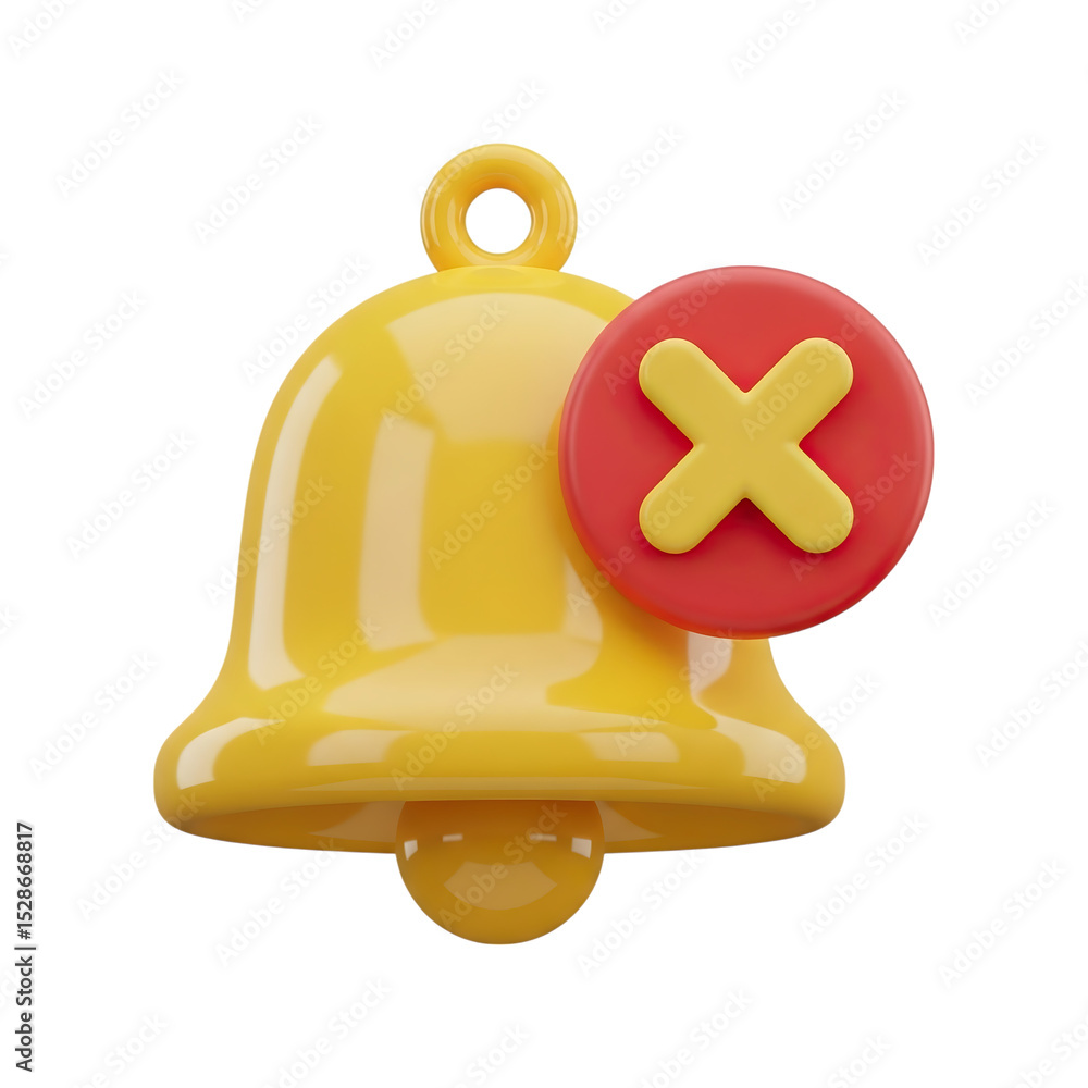 Poster a glossy notification bell icon with a red circle and a yellow x indicating disabled alerts on trans