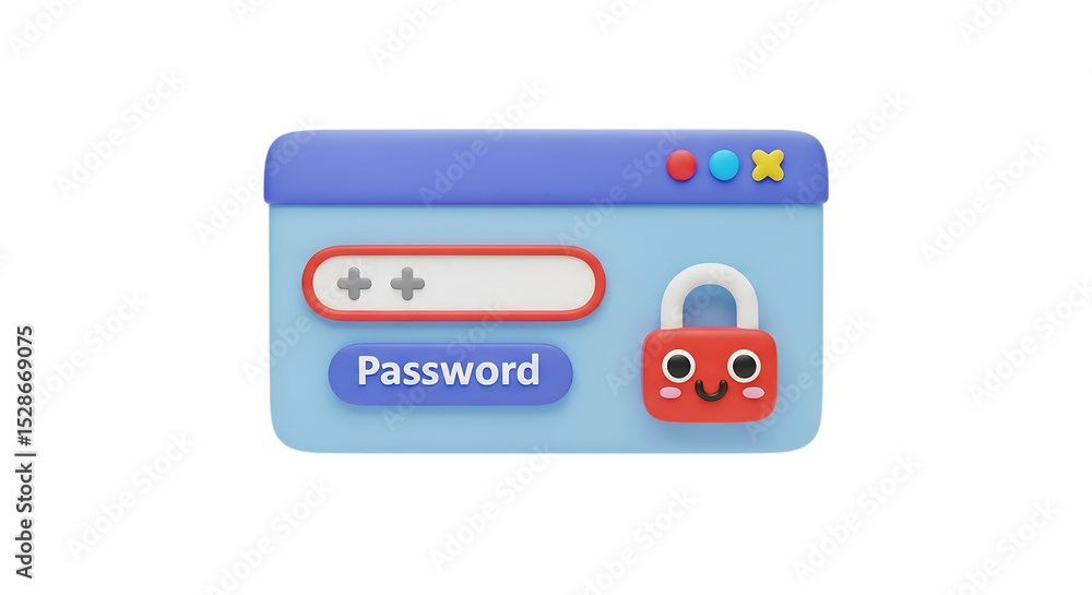 Aufkleber cartoon password window with red padlock and plus signs on a blue interface element design art on tr