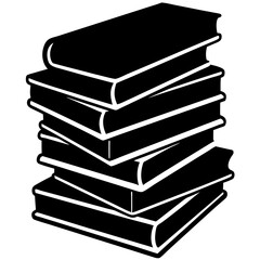 Stack of books black and white illustration