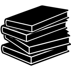 Stack of books simple black and white illustration
