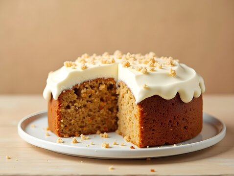 Carrot Cake With Cream Cheese Frosting, Copy Space, Food Setting