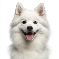 Portrait of a Fluffy White Dog with a Happy Expression