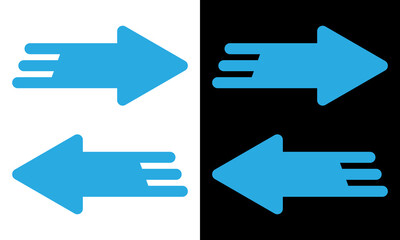Right and left arrows on black and white background.