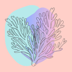 stylized outline of coral or seaweed against abstract pastel shapes, suitable for marine biology, ocean conservation, or underwater themes. Websites/blogs can use it for nature, ecology