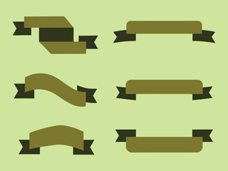 Simple Flat Style Ribbon Decoration with Various Shape Collection Illustration