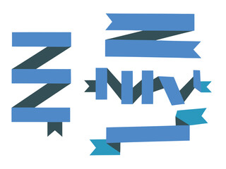 Modern Flat Design Folded Ribbon Label Banner Element Set Isolated