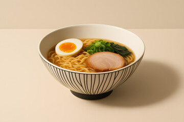 Authentic Ramen Noodle Soup with Toppings and Steam