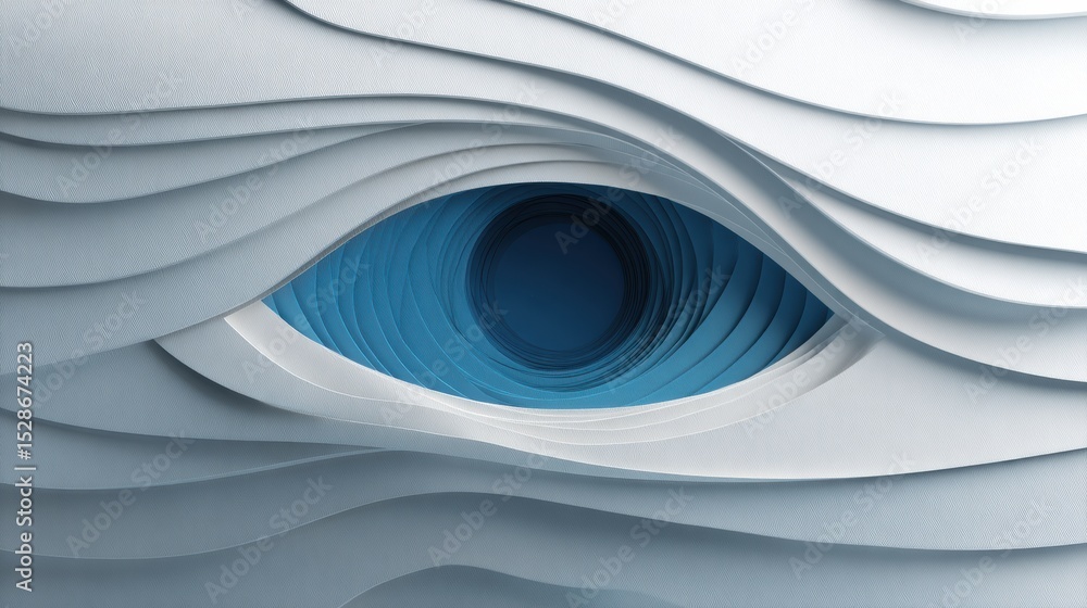 Fototapete creative 3d layered optical tools assemble to form an abstract eye in a minimalist design with a cle