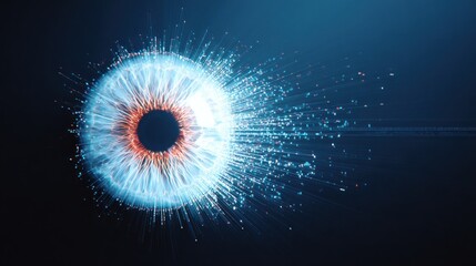 Abstract digital eye with radiating particles