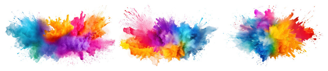 Fototapeta premium PNG Vibrant abstract color explosion, element set on transparent background
