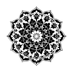 Stylized floral drawing, traditional Ottoman Turkish art, Iznik style decorative design element. Tazhib Eslimi Art Iranian Text Box Floral Vector. Turkish Ottoman style ornamental.
