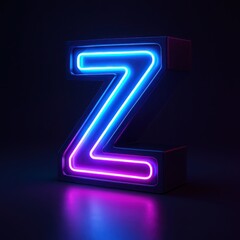 Glowing Neon Letter Z in Blue and Purple on Dark Background