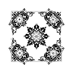 Stylized floral drawing, traditional Ottoman Turkish art, Iznik style decorative design element. Tazhib Eslimi Art Iranian Text Box Floral Vector. Turkish Ottoman style ornamental.
