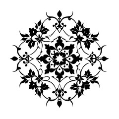 Stylized floral drawing, traditional Ottoman Turkish art, Iznik style decorative design element. Tazhib Eslimi Art Iranian Text Box Floral Vector. Turkish Ottoman style ornamental.
