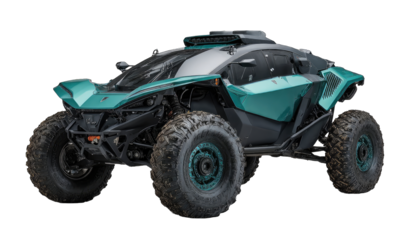 Teal off-road vehicle, robust and modern