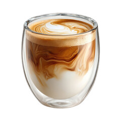 Double-walled glass cup of latte art