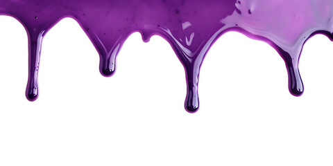 Dripping purple paint isolated on a white background png ai generated