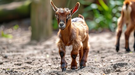 Baby Goat in Zoo Cute Farm Animal Young Nature View

