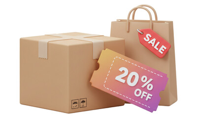 cardboard box with sale sign