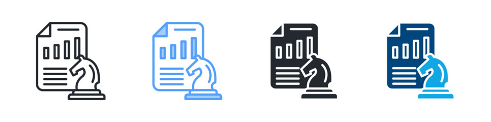 Strategy Icon Set Multiple Style. Design In Outline, Blue, Glyph, Dualtone