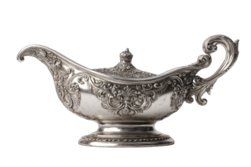 Ornate silver-toned genie lamp