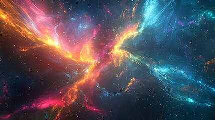 Obraz premium A vibrant, swirling nebula in space, showcasing colorful, dynamic patterns.