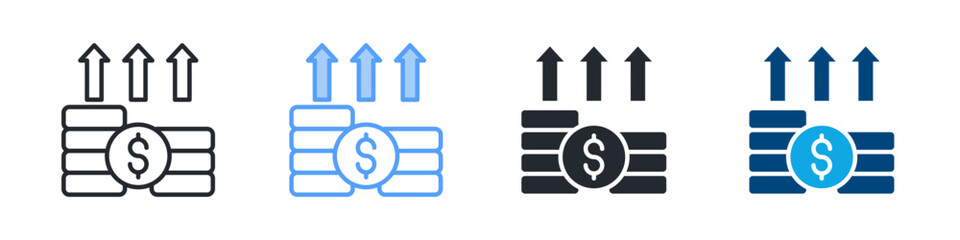 Profit Icon Set Multiple Style. Design In Outline, Blue, Glyph, Dualtone