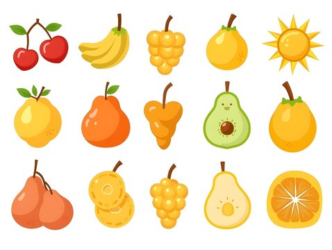 Various type of healthy natural fruit food composition illustration