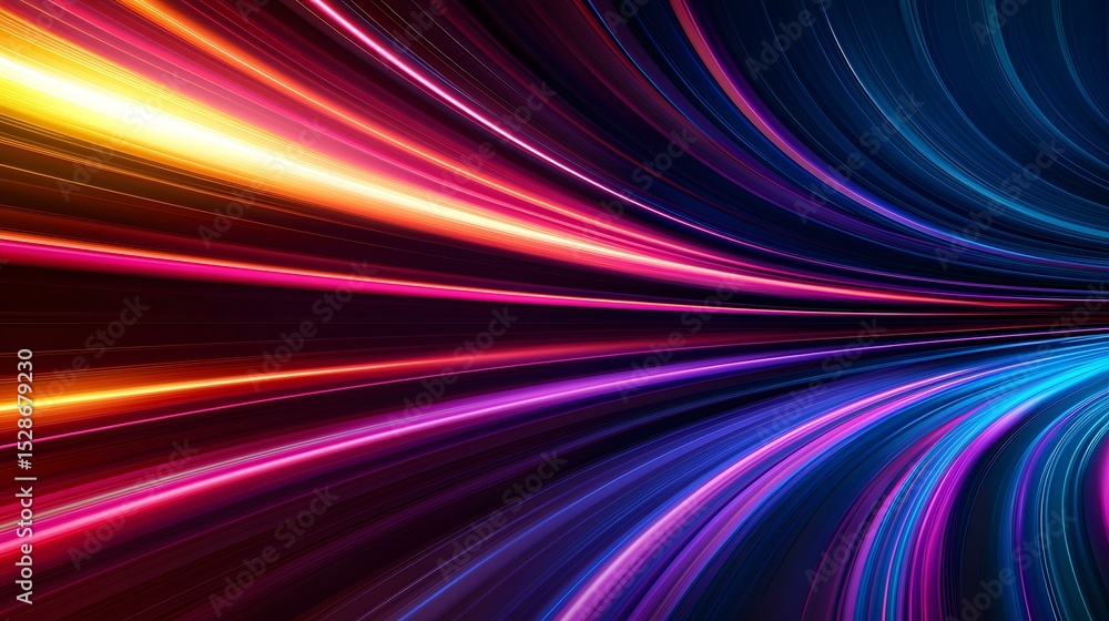 Poster the image contains an abstract representation of light streaks or energy beams, radiating outwards f