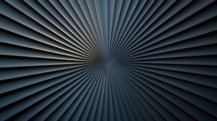 Obraz premium The image contains an abstract design of numerous dark gray, parallel lines radiating outwards from a central point, creating a sunburst or converging effect.