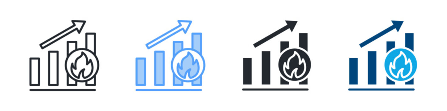 Trending Icon Set Multiple Style. Design In Outline, Blue, Glyph, Dualtone