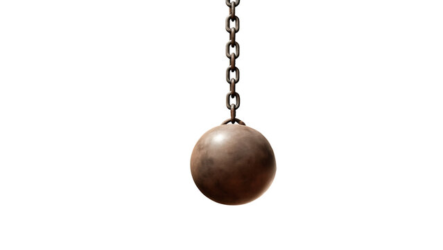 Rusty wrecking ball isolated on a white background png ai generated