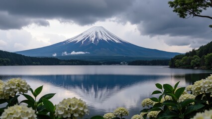 Reflections of Serenity: Still Waters Beneath the Majesty of Mount Fuji