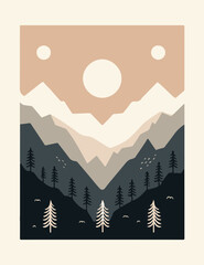 Minimalist printable wall art vector design portrait style