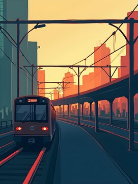 Modern Subway Train Silhouette Illustration for Fast City Commute
