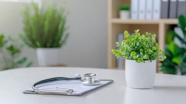 Notebook and graph beside stethoscope in modern medical workspace concept - Powered by Adobe