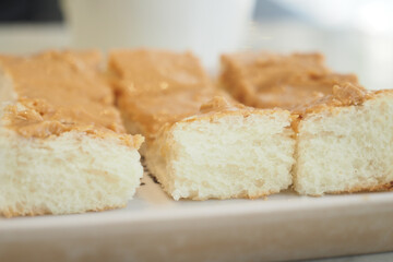peanut butter toast on a plate 
