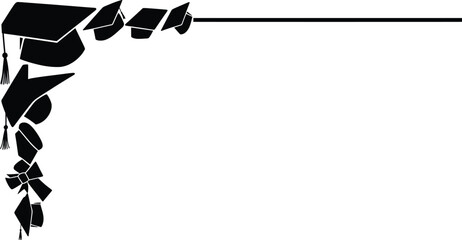 Elegant Graduation Frame Vector Illustration of Black Graduation Caps