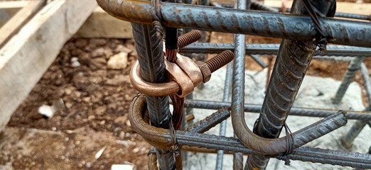 Close up of Rebar Reinforcement in construction
