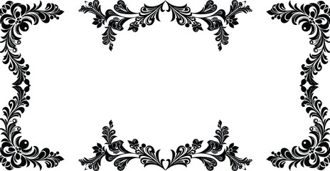 Elegant Black and White Floral Frame A Vector Illustration Design for Invitations, Cards, and More