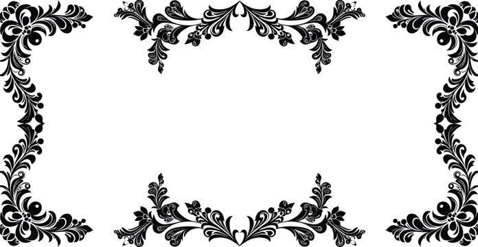 Elegant Black and White Floral Frame A Vector Illustration Design for Invitations, Cards, and More