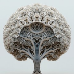 Intricate Tree Design with Detailed Patterns and Artistic Swirls, Symbolizing Nature's Beauty and Complexity