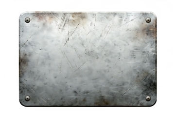 Scratched metal plate texture isolated on a white background