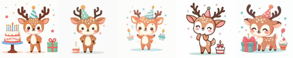 deer animal vector having a birthday