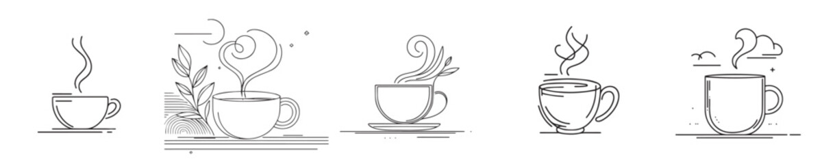 continuous line style cup vector