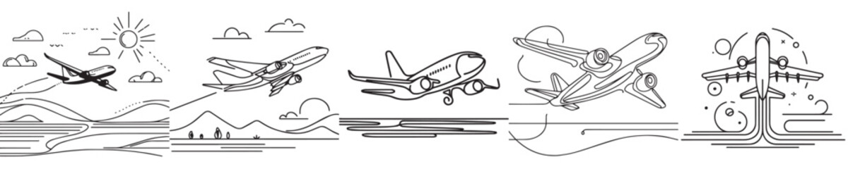 continuous line style airplane vector