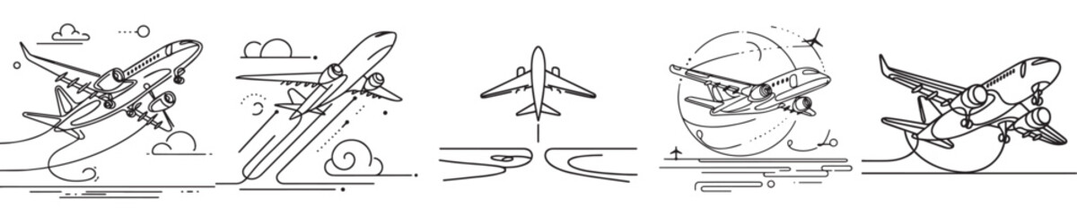 continuous line style airplane vector