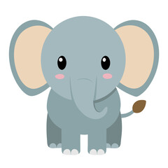 Fototapeta premium A cute cartoon elephant illustration with a gray body.